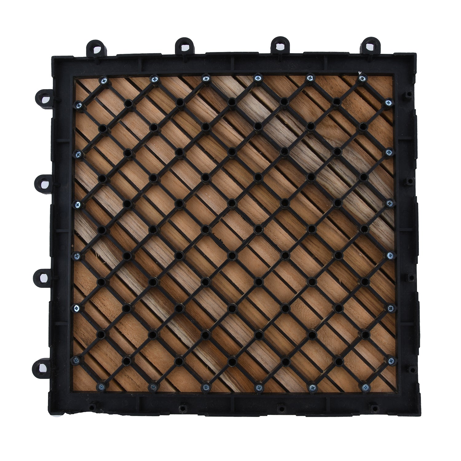 10er-Set Fliesen aus Teakholz, Größe 30x30 cm, Braun