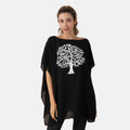 T-Shirt mit Baum-Stickerei, Schwarz, Einheitsgröße 