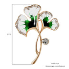 Weiße Kristall und Emaille Lilien-Brosche in silberfarben