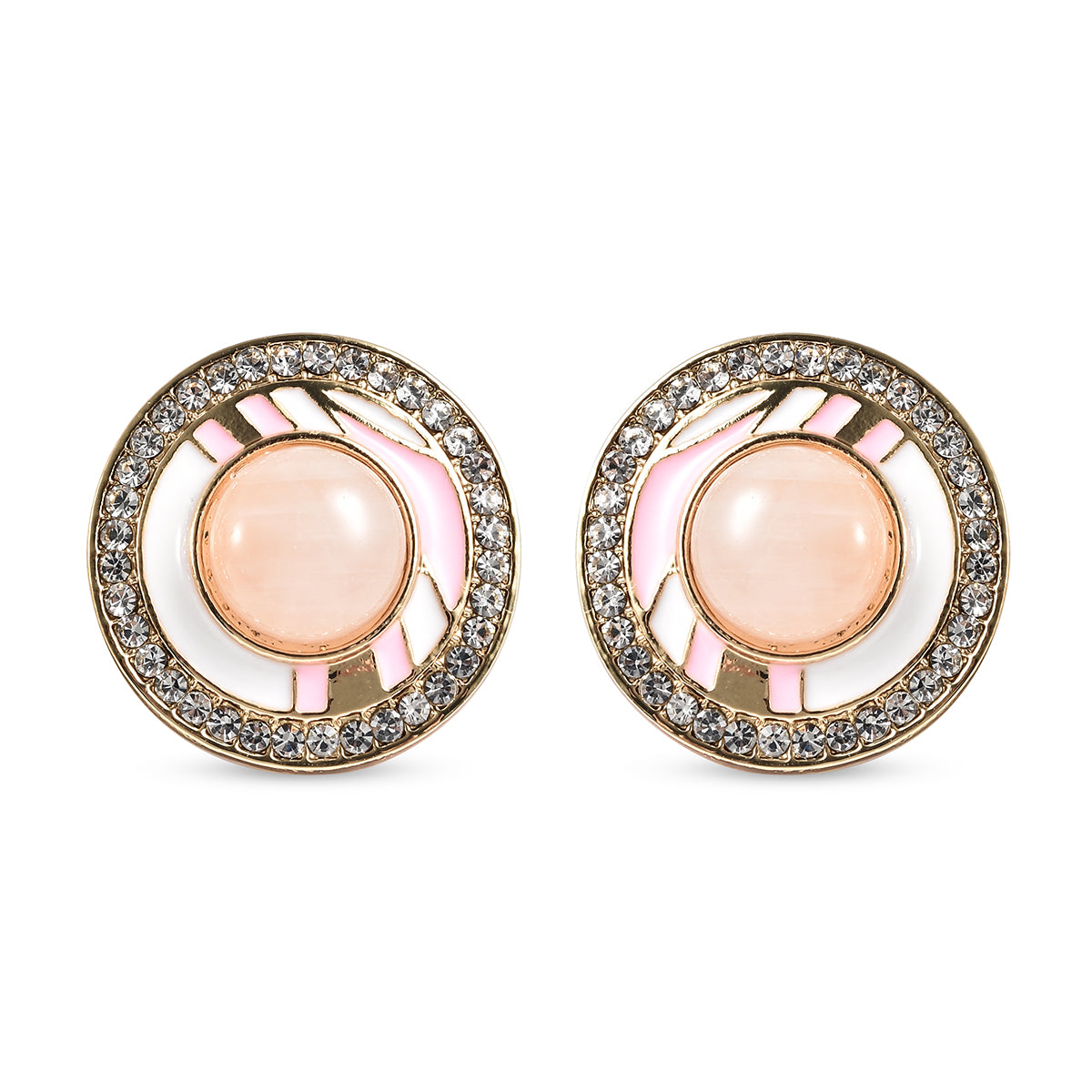 Mischen Rosa Quarz, Weißer Österreichischer Kristall Ohrringe  emailliert ca. 0,00 ct.