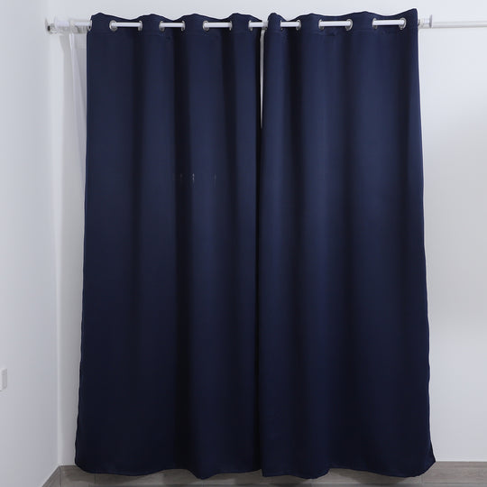 Verdunkelungsvorhang mit 8 Metallringen in 2 Stück/Set ,210gsm Oberseite: 8 Ösen, Größe:132x244cm, blau
