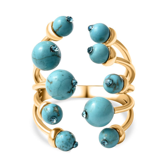 Blauer Sandstein, Blauer Kristall Flexibler Ring, Messing