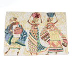 5er Set: Jacquard gewebter Tischläufer und 4 Tischsets, volkstümliches Design