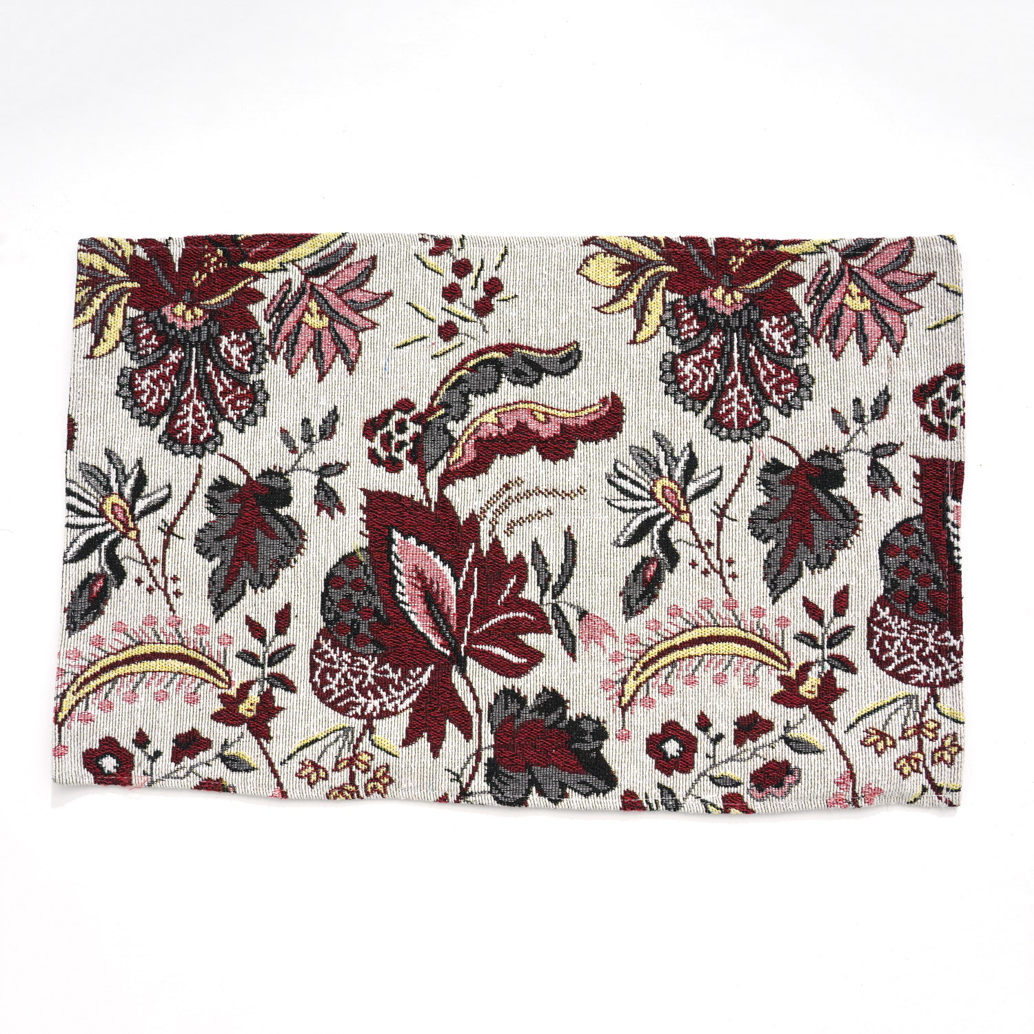 5er Set: Jacquard gewebter Tischläufer und 4 Tischsets, Blumen
