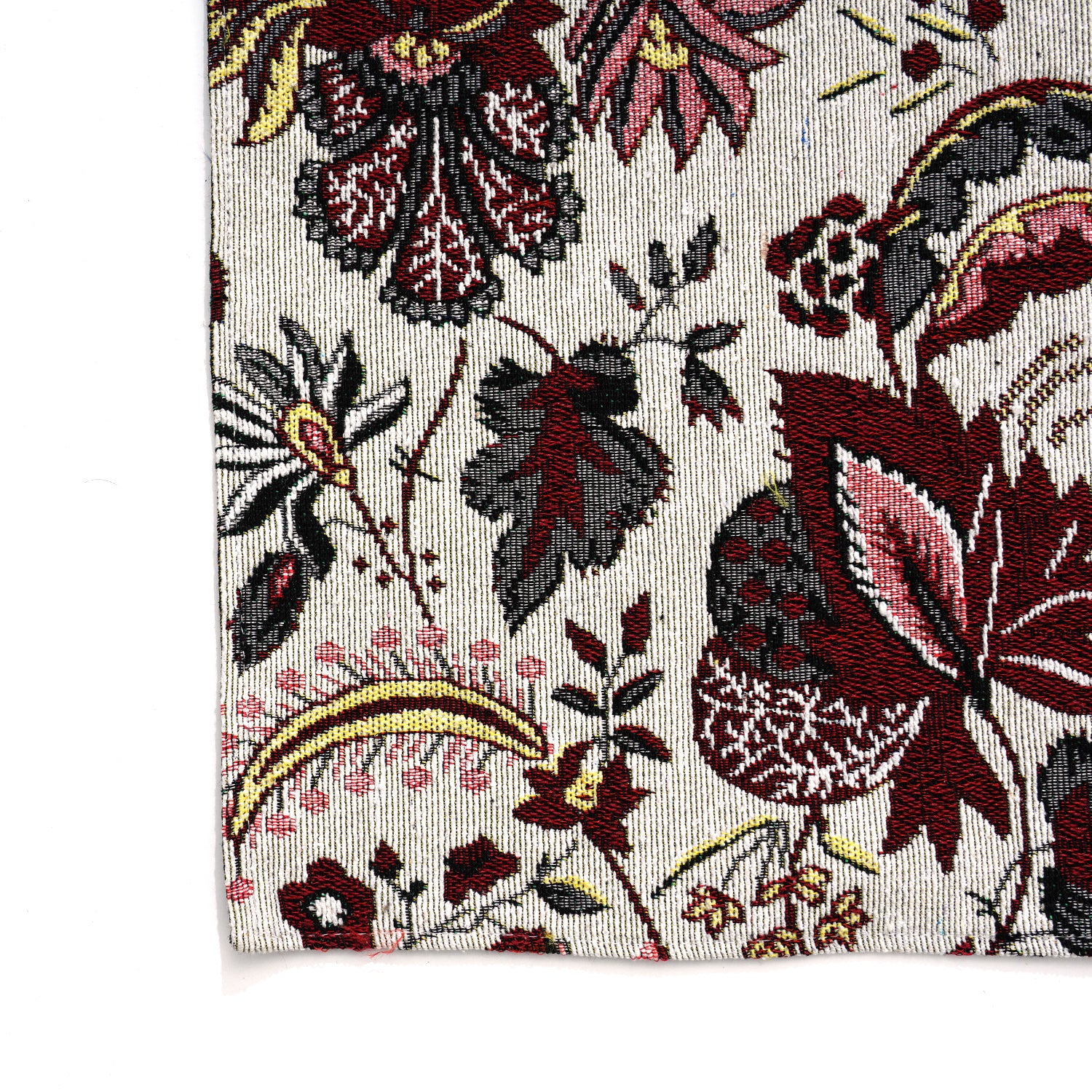 5er Set: Jacquard gewebter Tischläufer und 4 Tischsets, Blumen