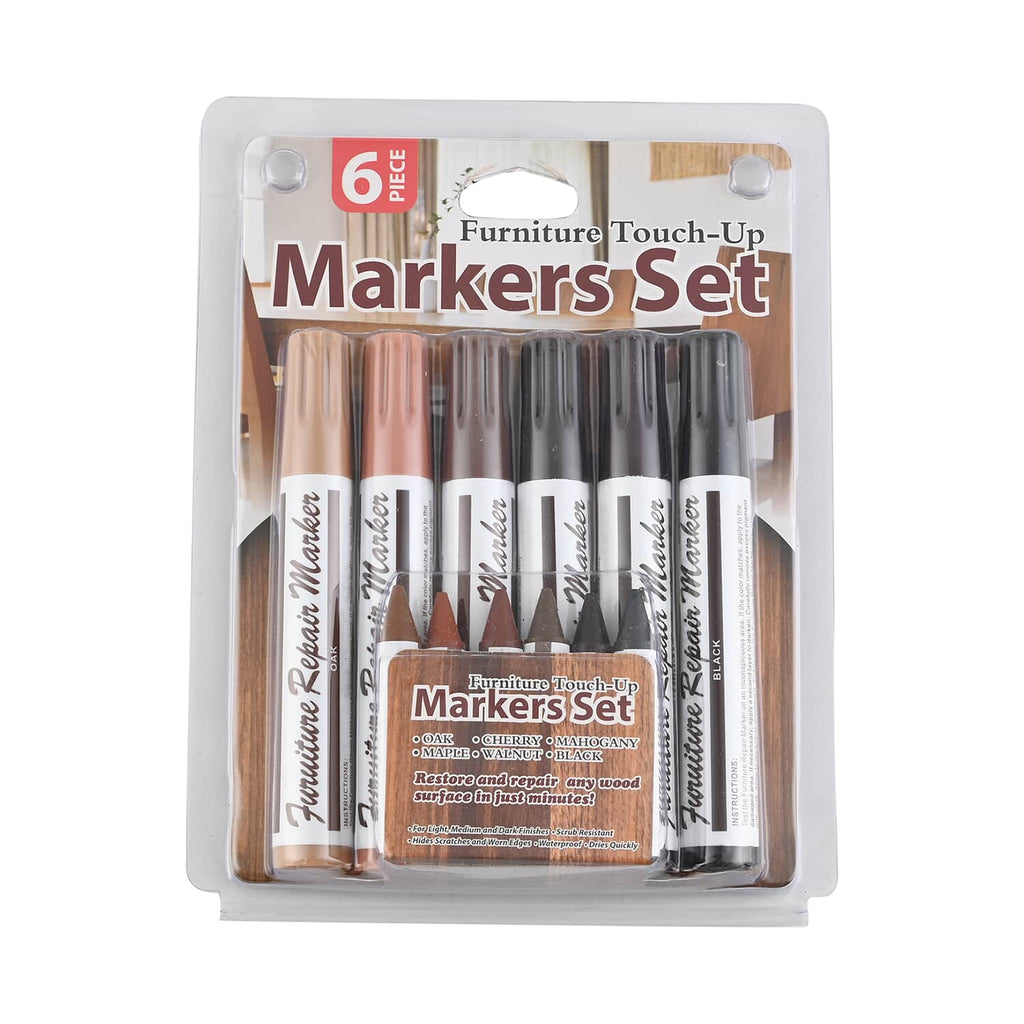 12-tlg Möbelreparatur-Set, 6 Farbstifte, 6 Wachsstifte mit passenden Farbtönen für Möbelrestaurierung, 2x2x13cm
