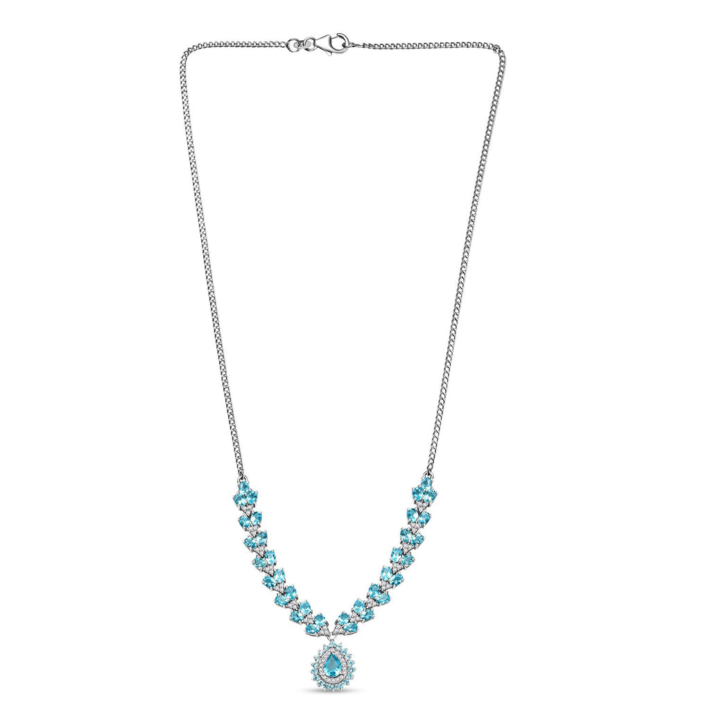 D'Joy AA Betroka blaue Apatit und Zirkon Ohrringe und 45cm Halskette