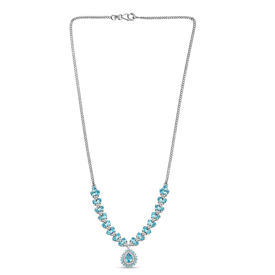 D'Joy AA Betroka blaue Apatit und Zirkon Ohrringe und 45cm Halskette