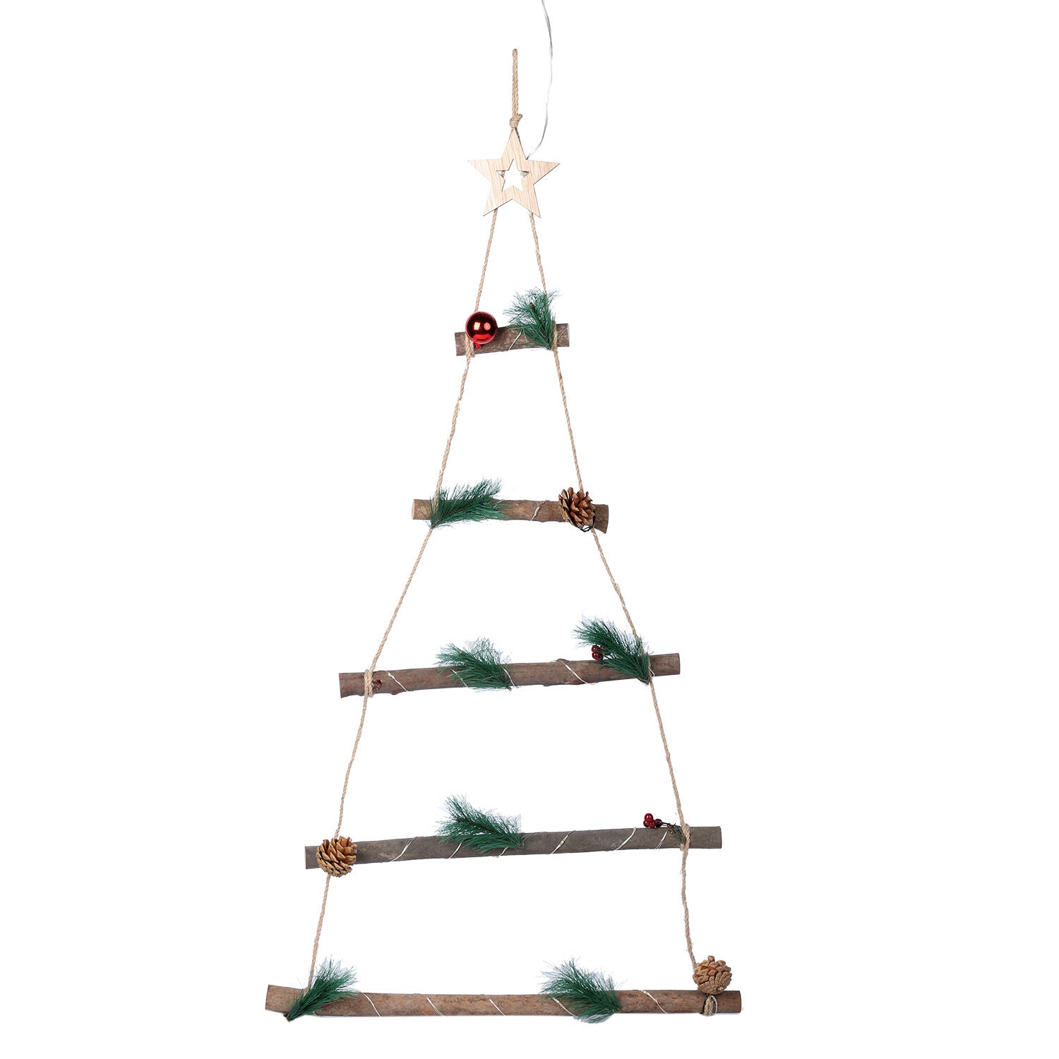 Hängender, moderner Weihnachtsbaum mit 25 warmen LEDs, 3xAA Batterie (nicht inkl.), Größe 43,5x87 cm