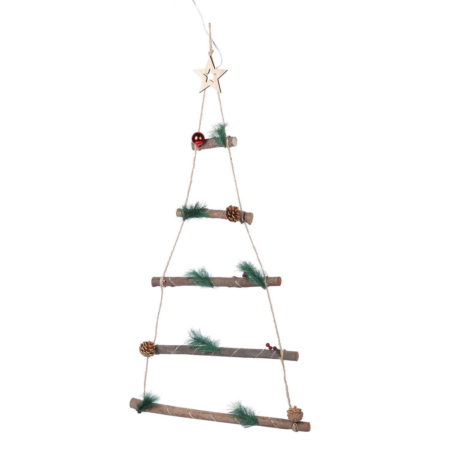 Hängender, moderner Weihnachtsbaum mit 25 warmen LEDs, 3xAA Batterie (nicht inkl.), Größe 43,5x87 cm