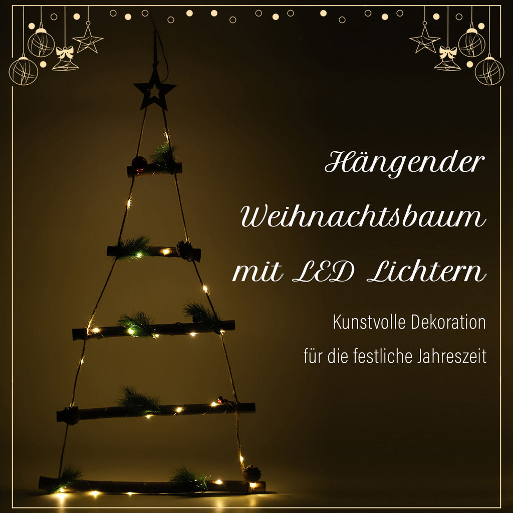 Hängender, moderner Weihnachtsbaum mit 25 warmen LEDs, 3xAA Batterie (nicht inkl.), Größe 43,5x87 cm