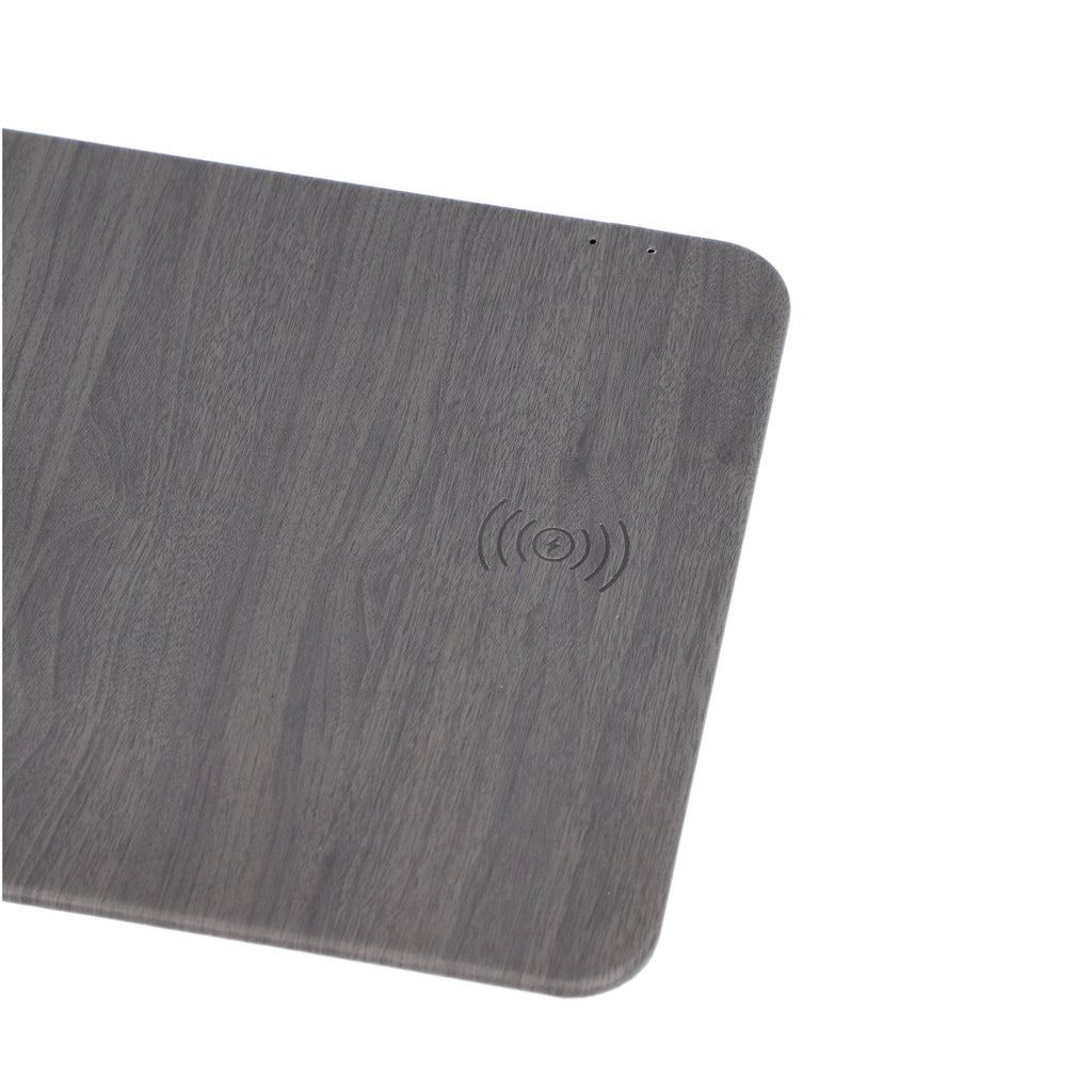 Kabelloses Ladegerät Mauspad, PU Holzmaserung, 30x22 cm, USB-Kabel 100 cm, Schwarz