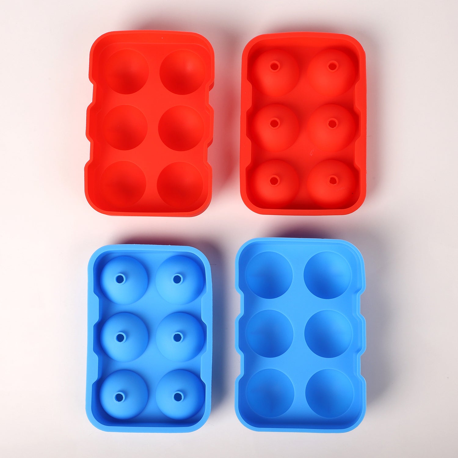 2er-Set Eiswürfelbehälter mit Deckel, Größe 12x17,5x5 cm, Blau und Rot