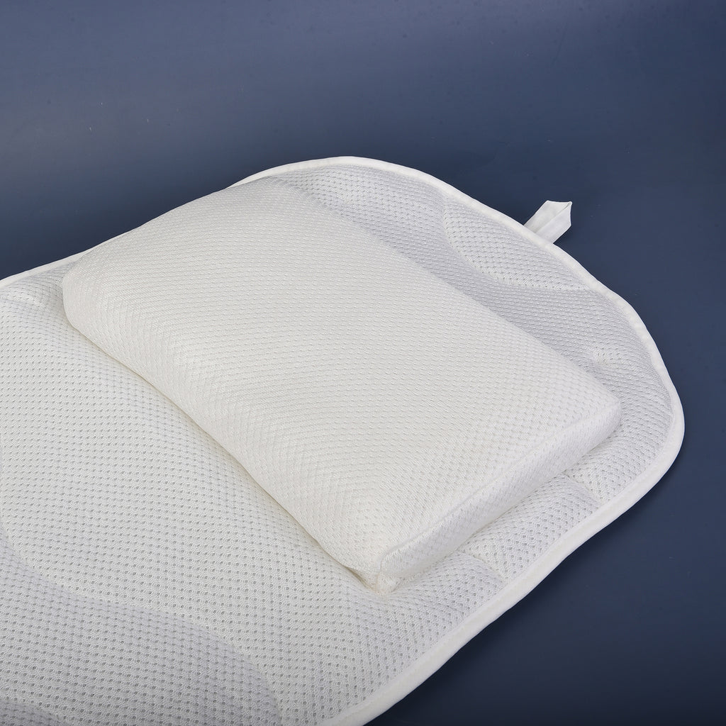 Rutschfeste Ganzkörper-Badewannen-Matte mit Kissen, Größe 119x53 cm, Weiß