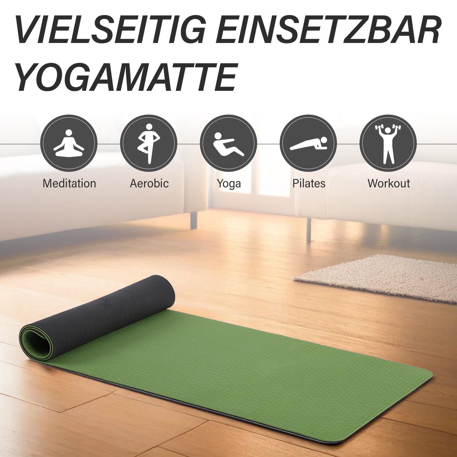 Yoga Block aus Eva-Schaum, 183x61 cm, Grün-Braun