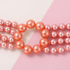 Glasperle, Kunststoff Perle mehrreihige Halskette ca. 56 cm+ 7.5 cm extender, Eisen rosévergoldet