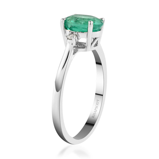 Rhapsody AAAA Kolumbianischer Smaragd, Weißer Diamant Ring 950 Platin (Größe 17.00) ca. 1.40 ct