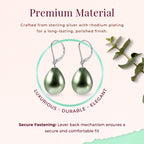 Grüne Muschelkernperle (16x12 mm) Ohrringe 925 Silber Rhodiniert