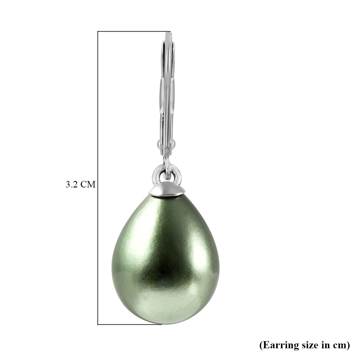 Grüne Muschelkernperle (16x12 mm) Ohrringe 925 Silber Rhodiniert
