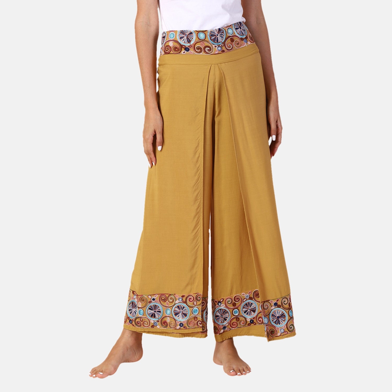 LA MAREY - bestickte Sommerhose, gelb, 38-42