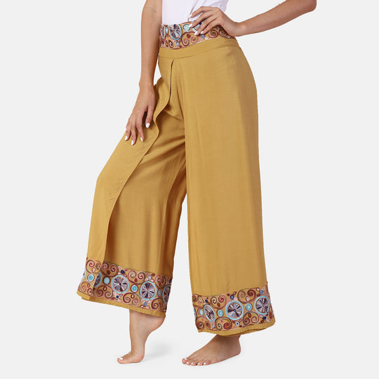 LA MAREY - bestickte Sommerhose, gelb, 38-42