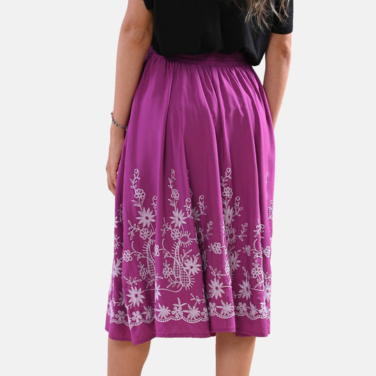 Boho Rock mit Stickerei, Lila