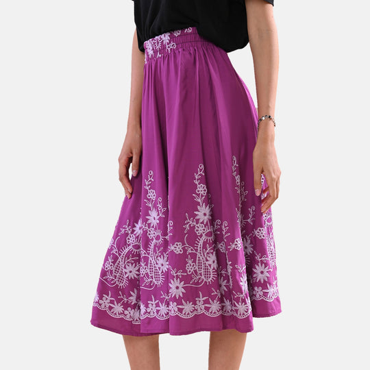 Boho Rock mit Stickerei, Lila