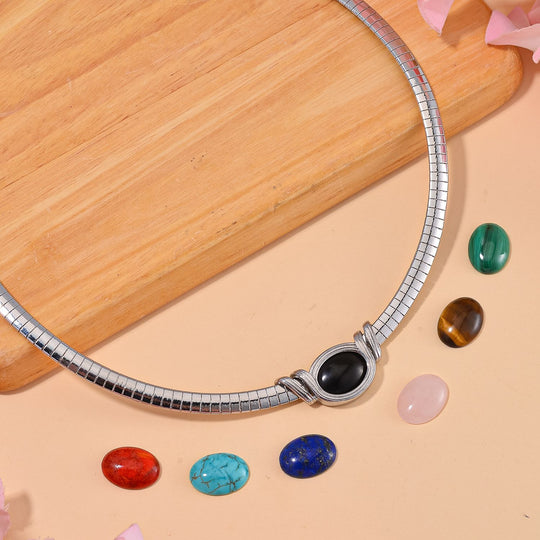 Halskette, Ohrringe und Ring mit austauschbaren Multi-Edelsteinen
