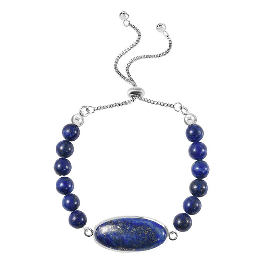 Flexibles Lapislazuli Bolo-Armband, 15-22cm, Edelstahl - 70 ct.