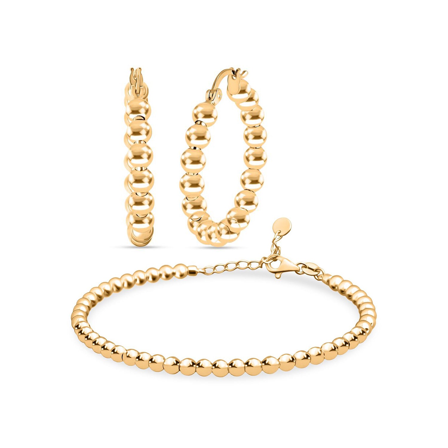 Royal Bali Kollektion- 19cm Armband und Creolen in 375 Gold