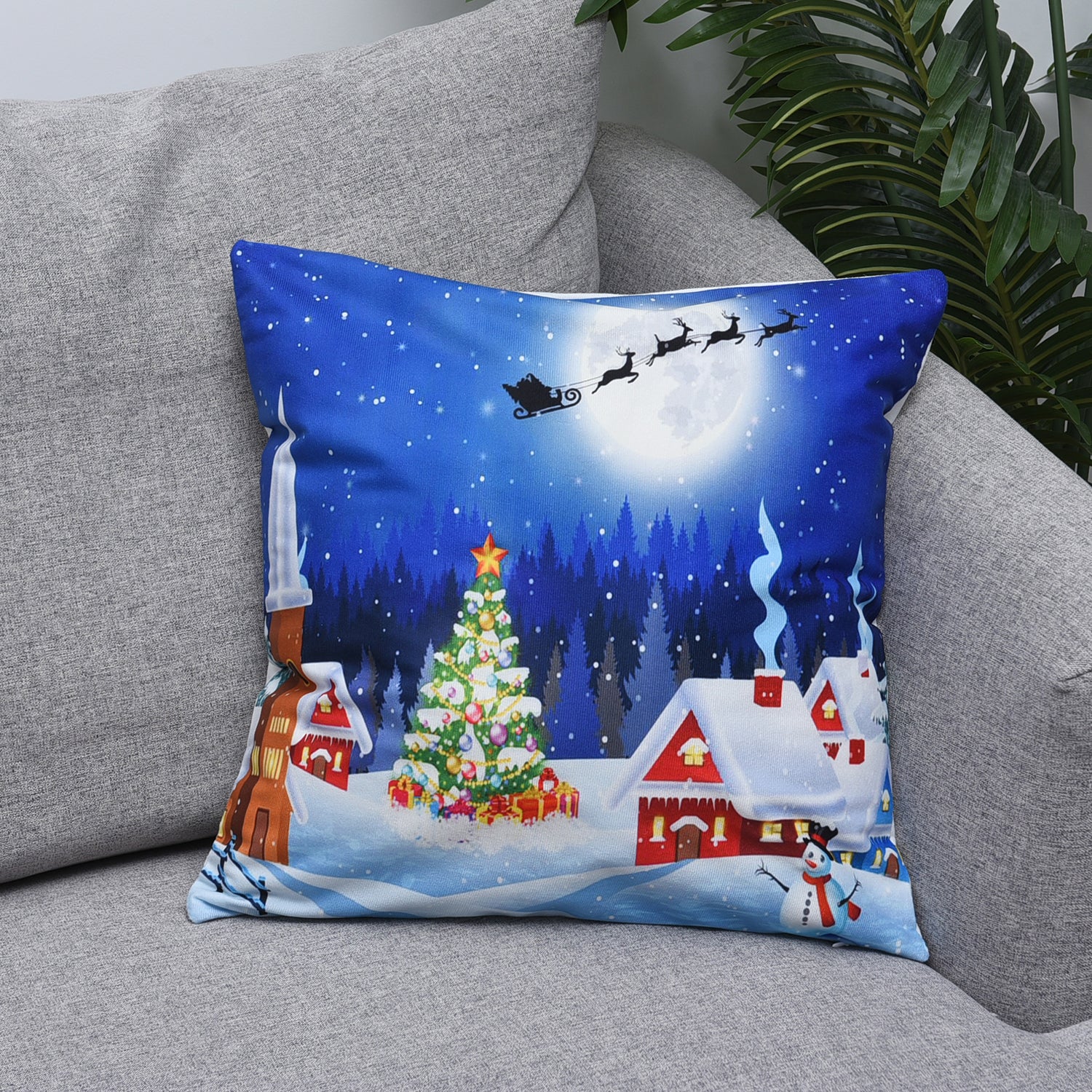 WeihnachtsKissen mit Füllung und LED licht, Größe 45x45 cm, Weinachtsmond