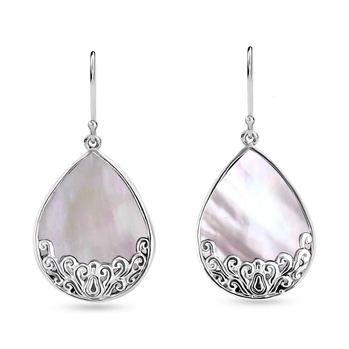 Royal Bali Kollektion- Perlmutt Anhänger und Ohrringe in 925 Silber