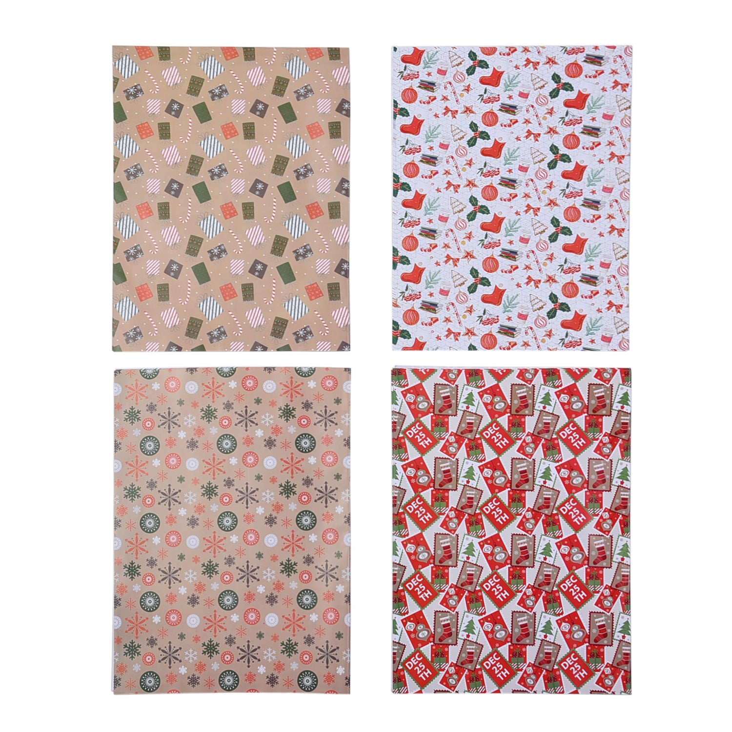 40er-Set Geschenkpapiere, Weihnachtsmotiv, Größe 51x74 cm, Mehrfarbig
