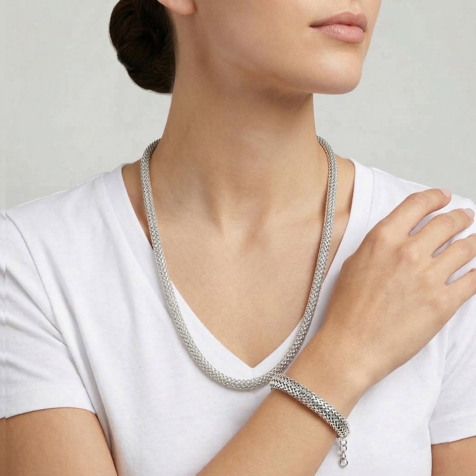 D'Joy 925 Silber 50cm Halskette und 19cm Armband