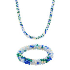 Mehrfarbige blaue Kristall 45cm Halskette und flexibles Armband