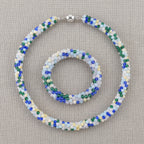 Mehrfarbige blaue Kristall 45cm Halskette und flexibles Armband