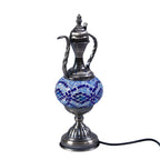 Handgefertigte orientalische Mosaik Glas Tischlampe - Weinkrug Form, Größe 12x38 cm, Blau