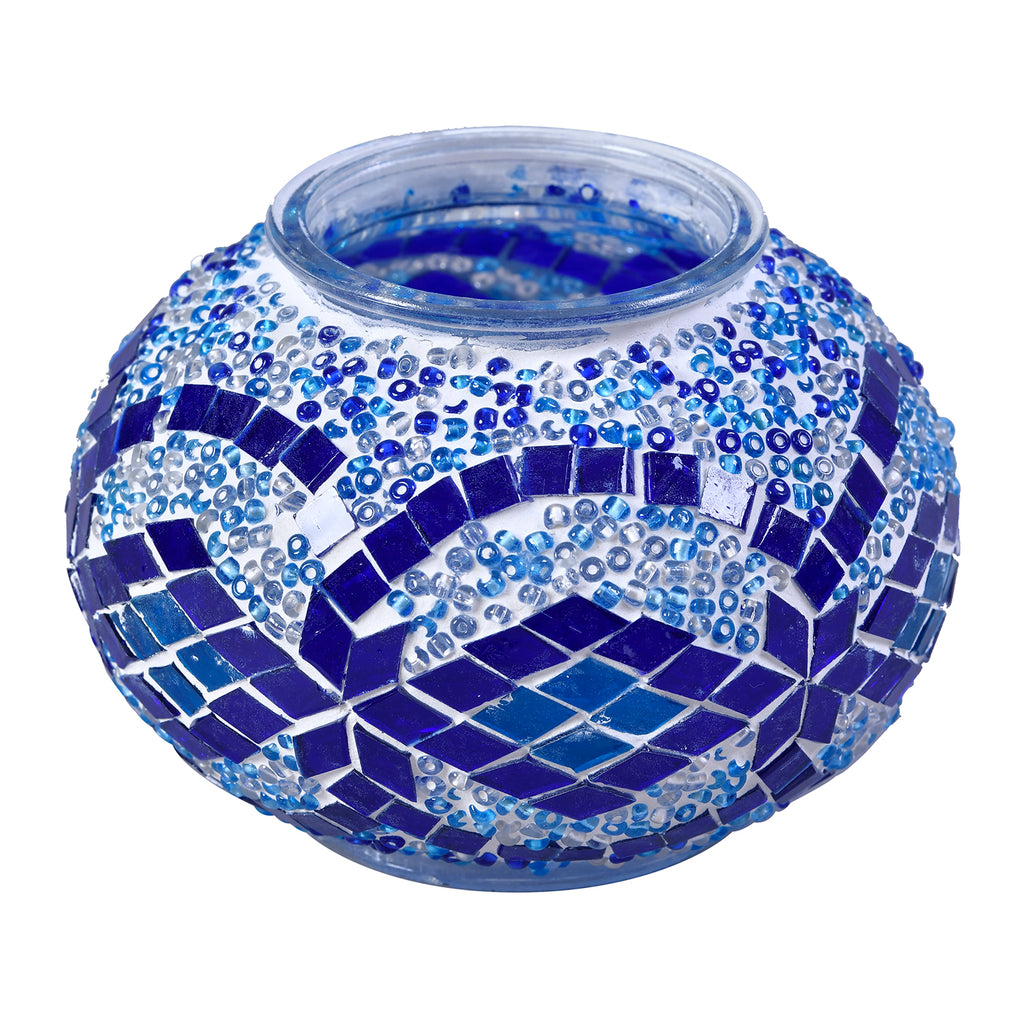 Handgefertigte orientalische Mosaik Glas Tischlampe - Weinkrug Form, Größe 12x38 cm, Blau