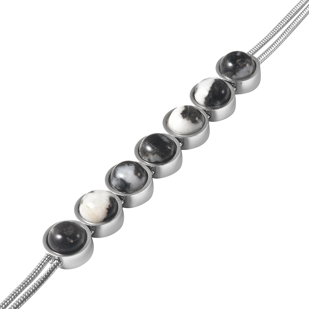 Dendritisches Achat-Armband, ca. 19 cm, 316L Edelstahl ca. 16.45 ct