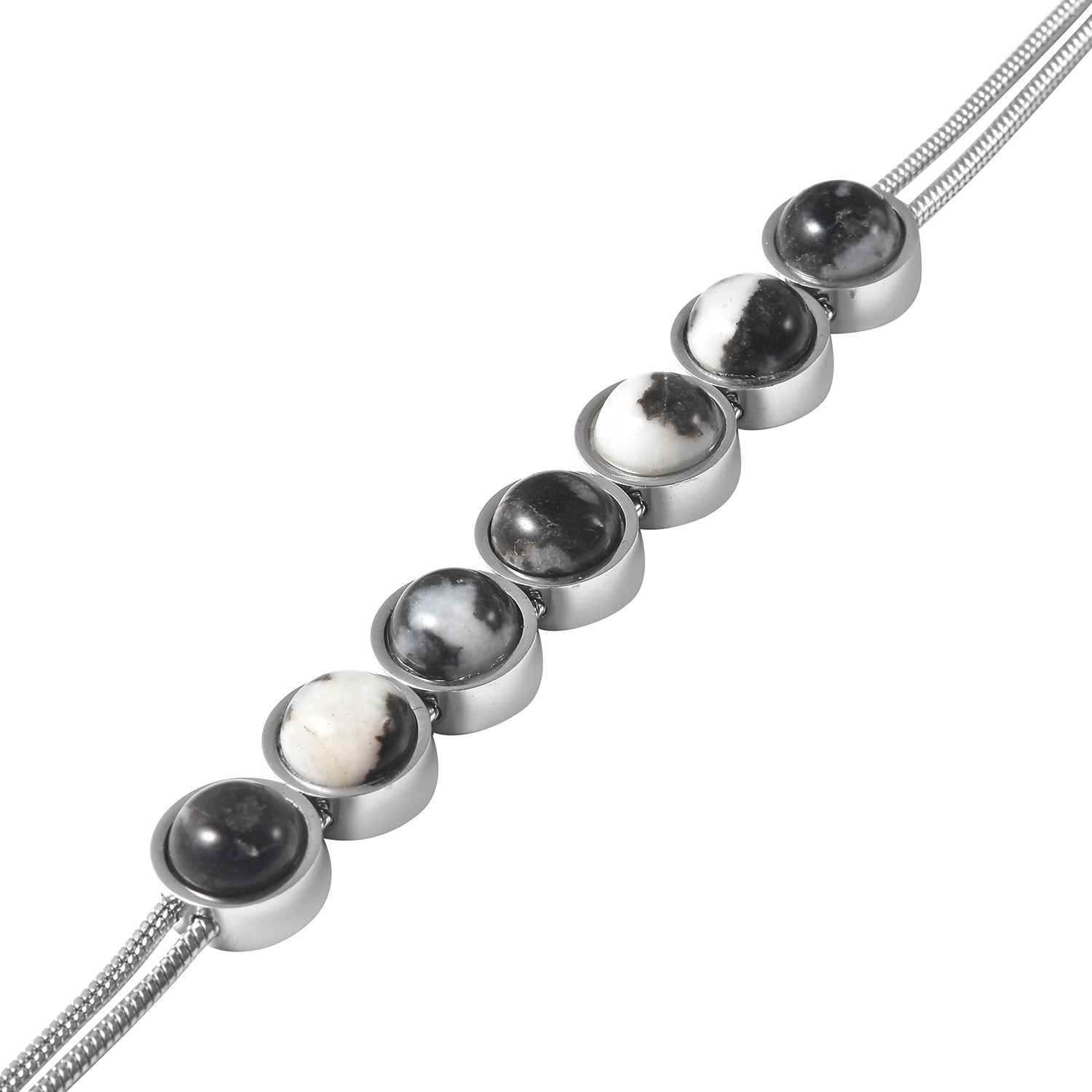 Dendritisches Achat-Armband, ca. 19 cm, 316L Edelstahl ca. 16.45 ct