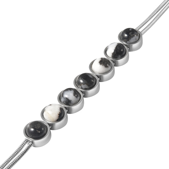 Dendritisches Achat-Armband, ca. 19 cm, 316L Edelstahl ca. 16.45 ct