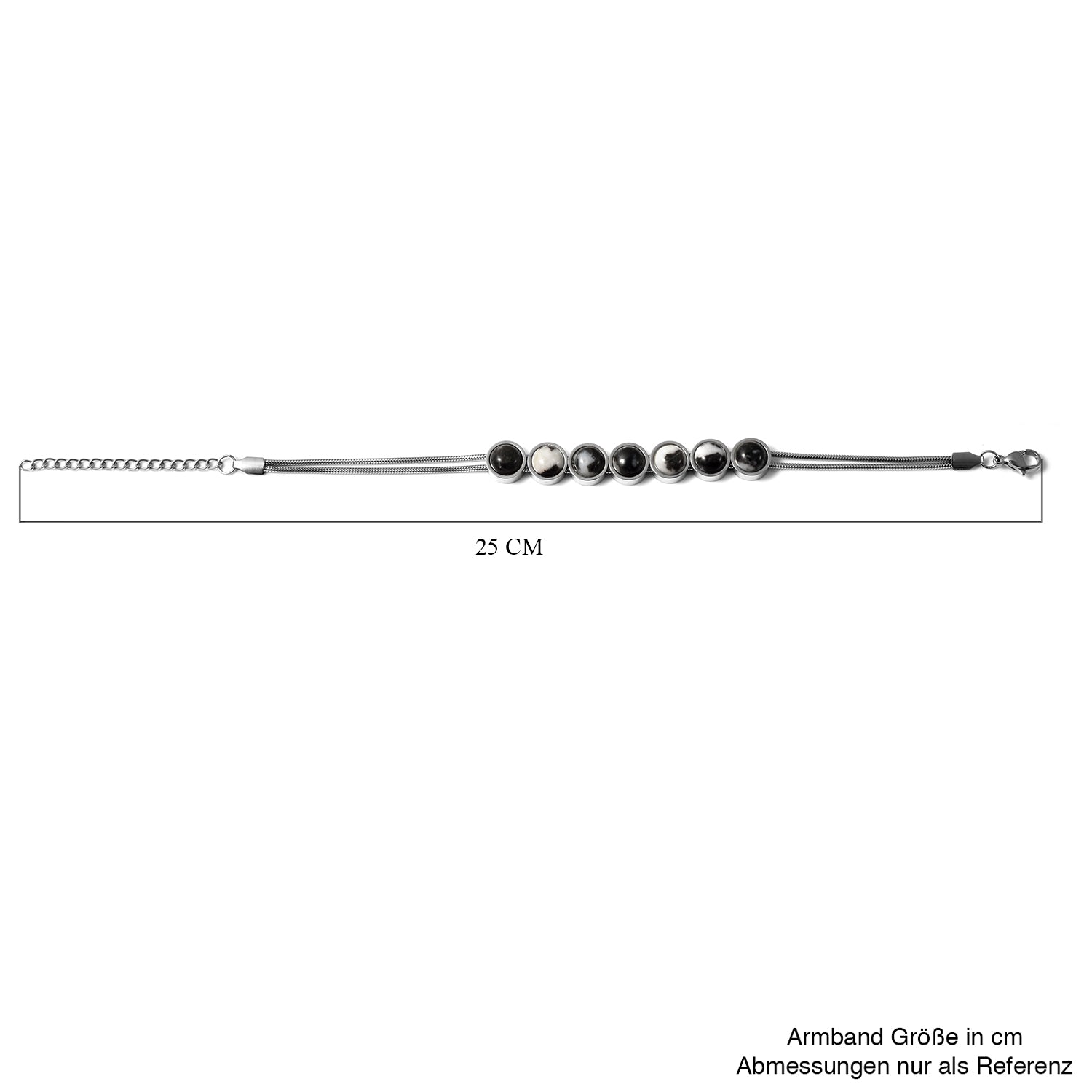 Dendritisches Achat-Armband, ca. 19 cm, 316L Edelstahl ca. 16.45 ct