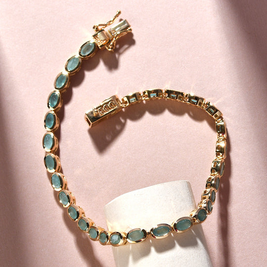 Grandidierit-Armband, ca. 20 cm, 925 Silber vergoldet ca. 6.51 ct