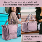 Dusky Pink Nylon Faltbare Reisetasche Größe: 40*28*23cm, 2 Steckfächer, rosa