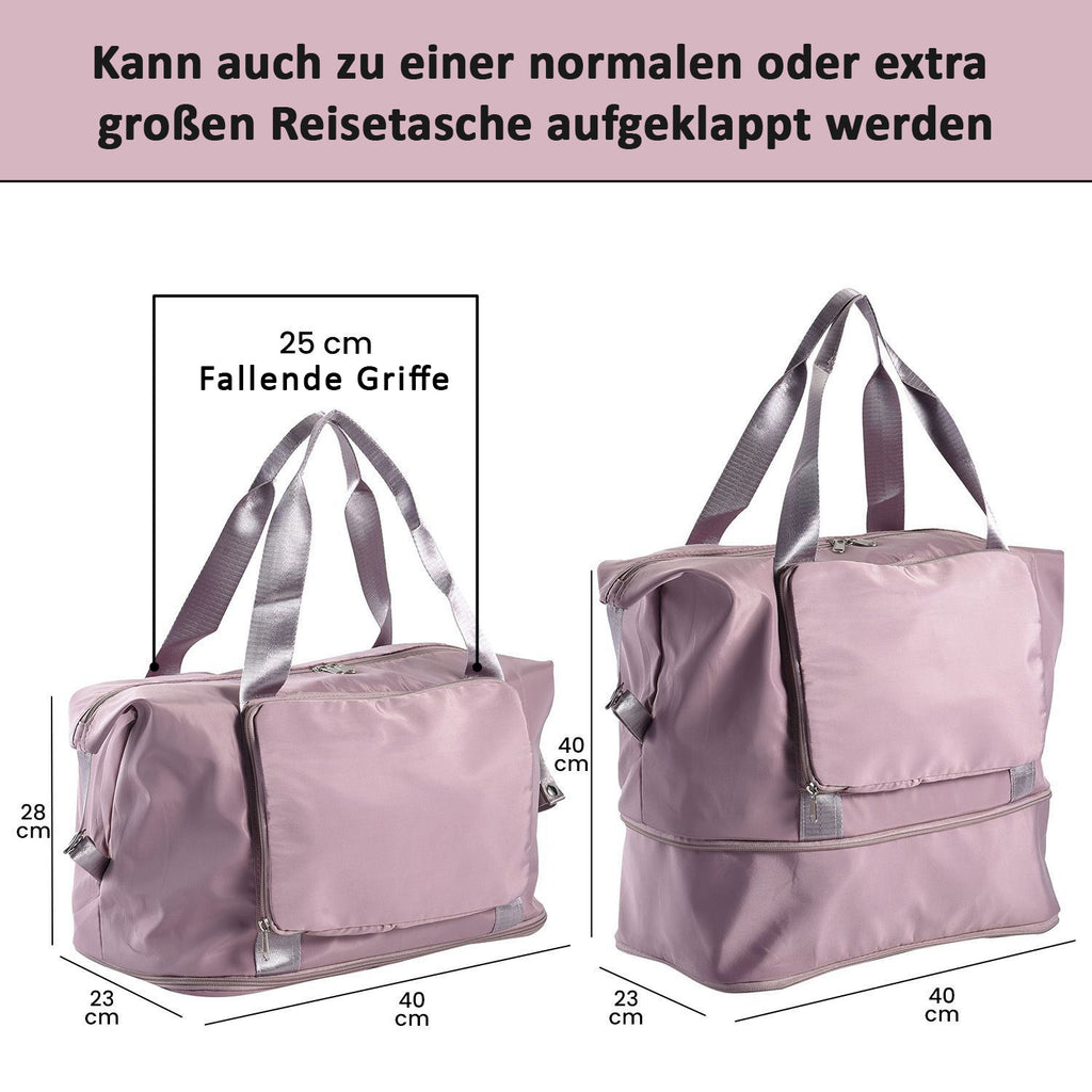 Dusky Pink Nylon Faltbare Reisetasche Größe: 40*28*23cm, 2 Steckfächer, rosa