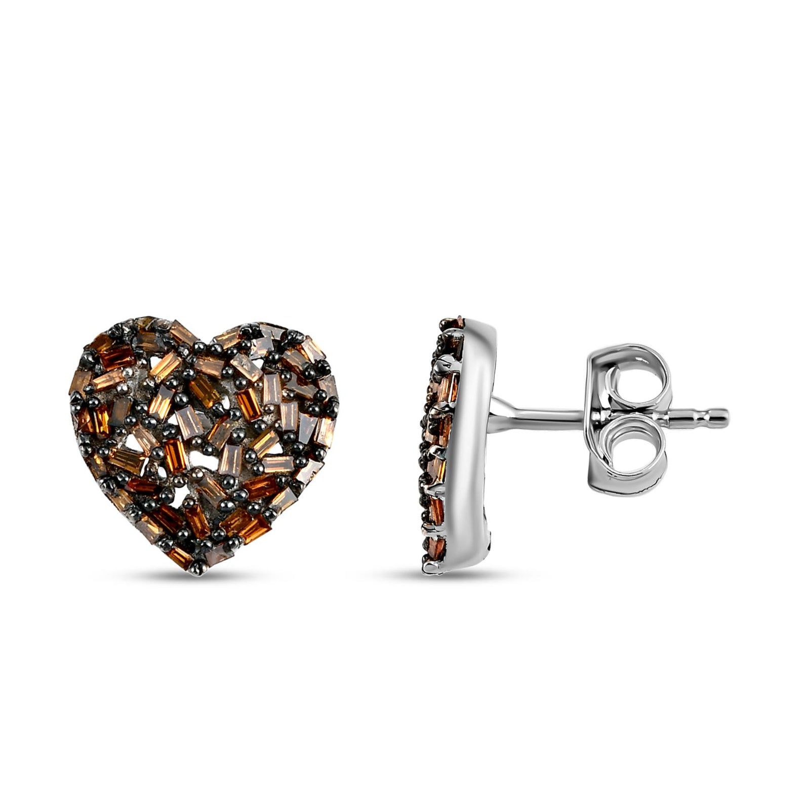 GP Amore-Kollektion - Rote Diamant und blaue Saphir-Ohrringe, 925 Silber platiniert ca. 0,50 ct
