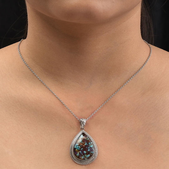 Mehrfarbiger Edelstein-Anhänger, Edelstahl ca. 12.00 ct