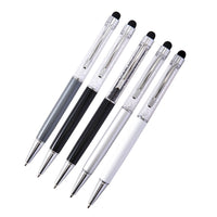 5er Set - Kristall gefüllte Aluminium-Kugelschreiber, schwarz/weiß