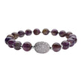 Afrikanisches Amethyst und weißes Zirkonia Armband, ca. 18 cm, Messing ca. 65.50 ct