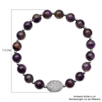 Afrikanisches Amethyst und weißes Zirkonia Armband, ca. 18 cm, Messing ca. 65.50 ct